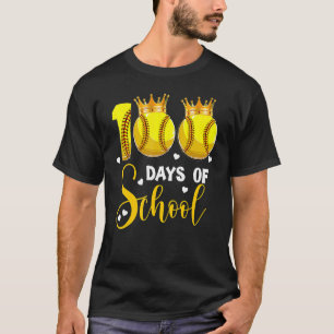 Camiseta Softball 100 dias de escola Feliz 100º Dia 1