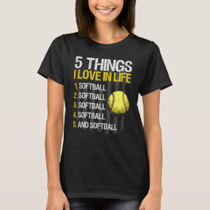 Camiseta Softball 5 Coisas Que Eu Adoro No Live United USA 