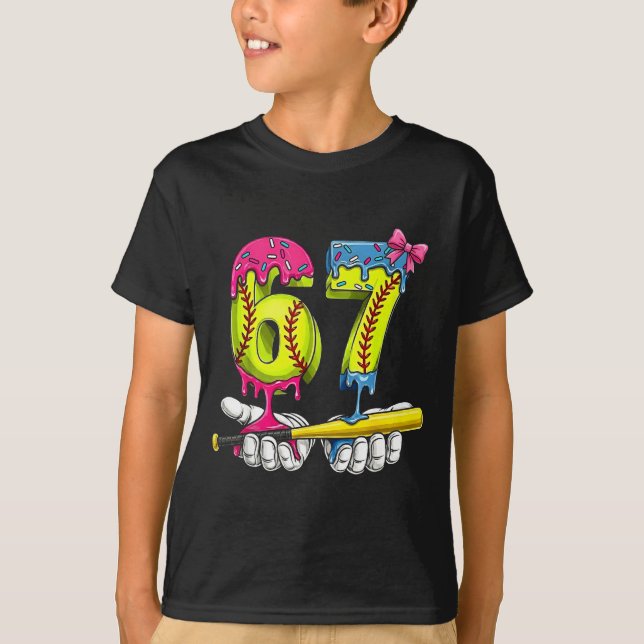 Camiseta Softball 67 Ice Cream Drip Six Seven Boys Funny Me (Frente)