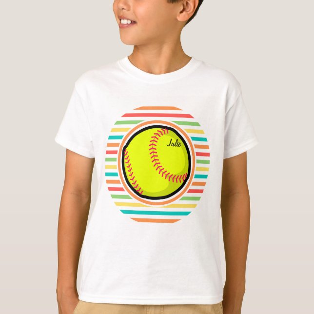 Camiseta Softball; Arco-íris Brilhante (Frente)