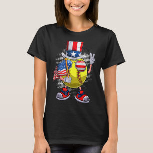 Camiseta Softball Ball Tio Sam Hat American Flag 4th Of J