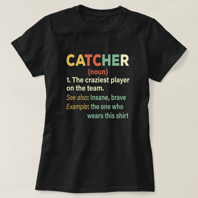 Camiseta Softball, Baseball Catcher-Vintage Definição (Frente do Design)