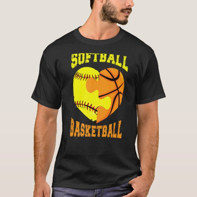 Camiseta Softball Basketball Sports  Heart Activity Hobby F (Frente)