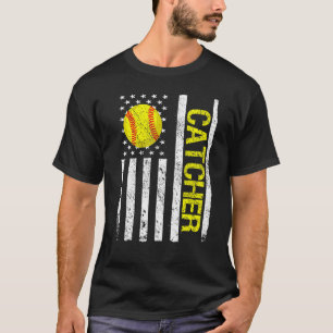 Camiseta Softball Catcher American Flag