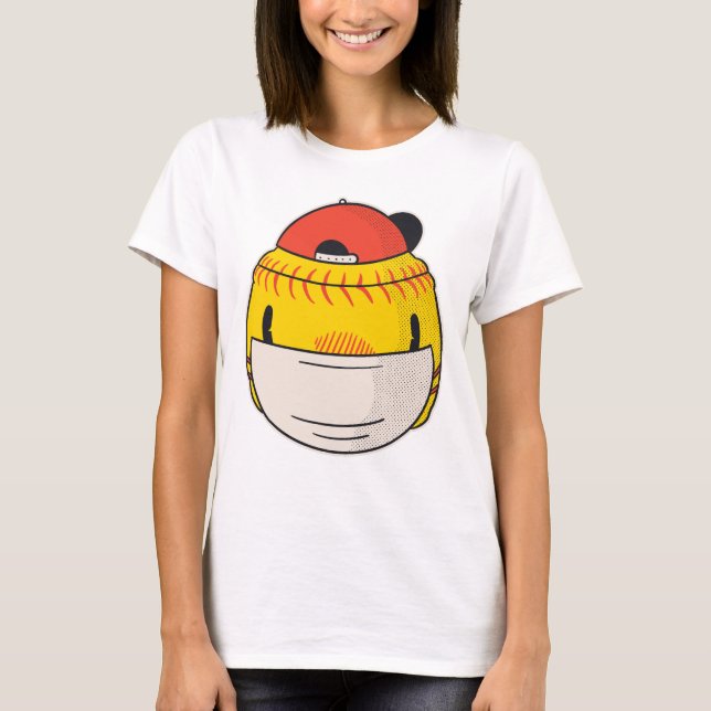 Camiseta softball com máscara facial covide coronavírus (Frente)