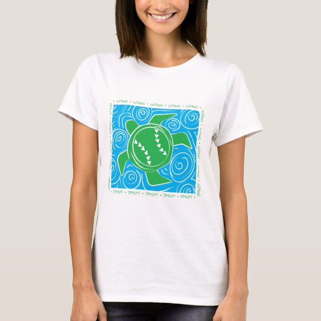 Camiseta Softball da praia da tartaruga (Frente)