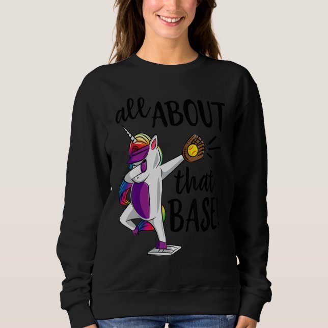 Camiseta Softball Dabbing Unicorn All About That Base (Frente)