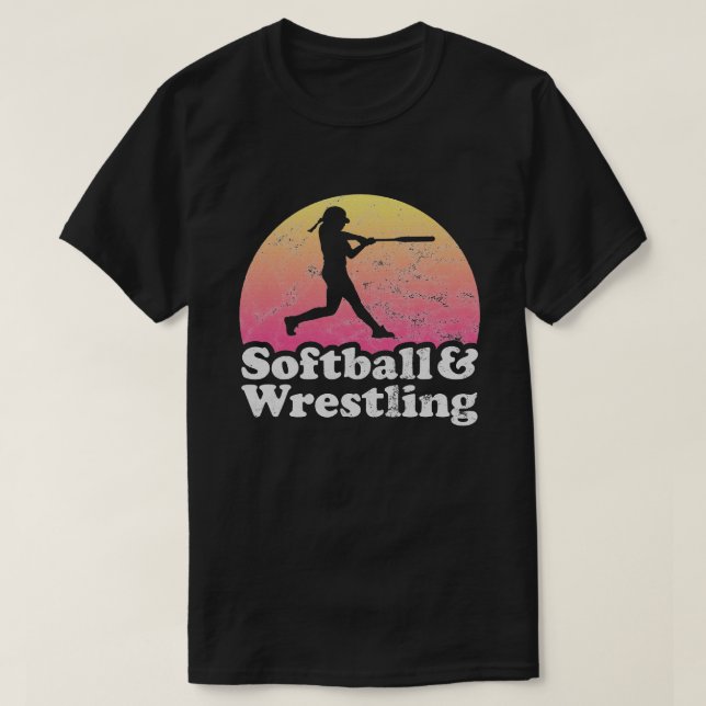 Camiseta Softball e Lutas, mulheres ou lutadores (Frente do Design)