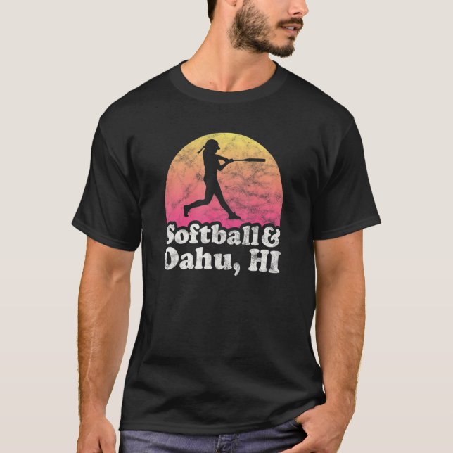Camiseta Softball E Oahu Hi Mulheres Ou Raparigas Hawaii (Frente)
