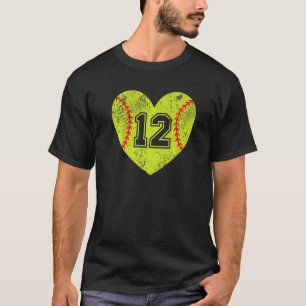 Camiseta Softball Heart Player 12 Softball Variação do Pai