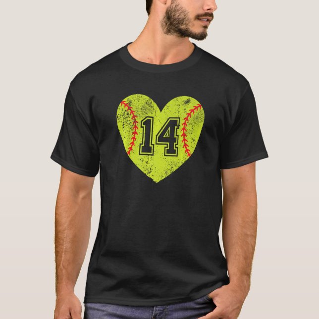 Camiseta Softball Heart Player 14 Softball Variação do Pai  (Frente)