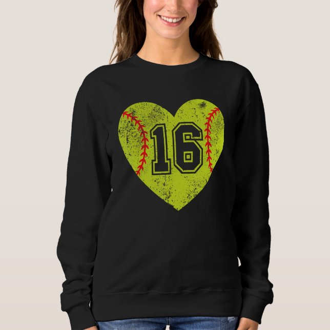 Camiseta Softball Heart Player 16 Softball Variação do Pai  (Frente)
