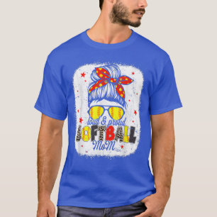 Camiseta Softball Louco e Orgulhoso Mãe Cabelo Mágico-Arma