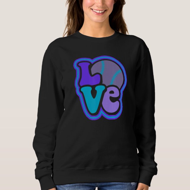 Camiseta Softball Love for Teen Girls & Women Blue & Purple (Frente)