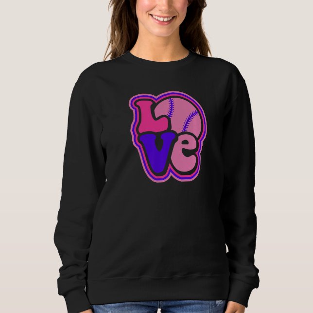 Camiseta Softball Love for Teen Girls & Women Purple & Pink (Frente)