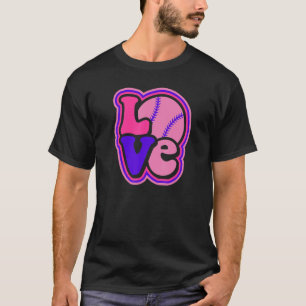 Camiseta Softball Love for Teen Girls & Women Purple & Pink