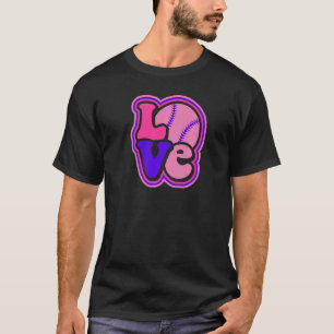 Camiseta Softball Love for Teen Girls & Women Purple & Pink