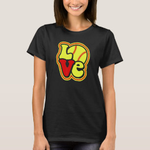 Camiseta Softball Love for Teen Girls & Women Red & Yellow