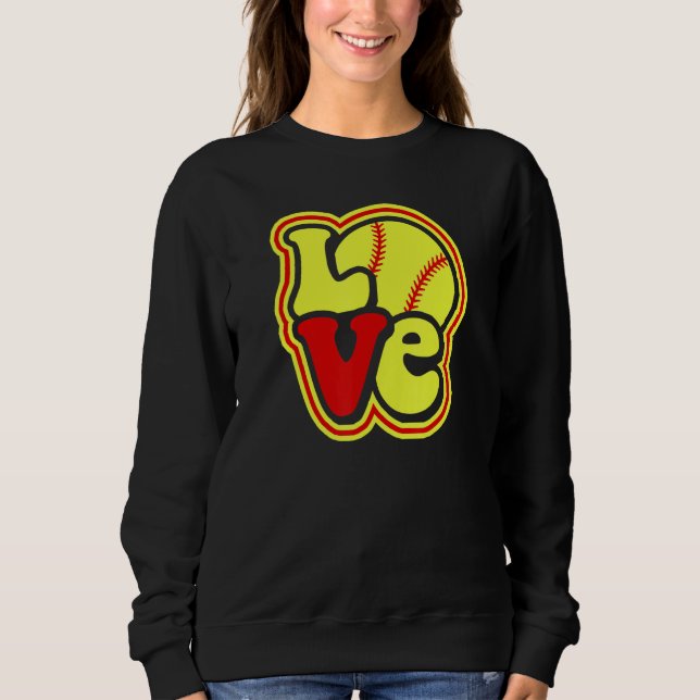 Camiseta Softball Love for Teen Girls & Women Red & Yellow  (Frente)