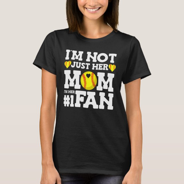 Camiseta Softball Mãe Coração Número Um Ventilador (Frente)