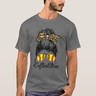 Camiseta "Softball Mãe Life" Com Leopardo E Bebida Arrebata