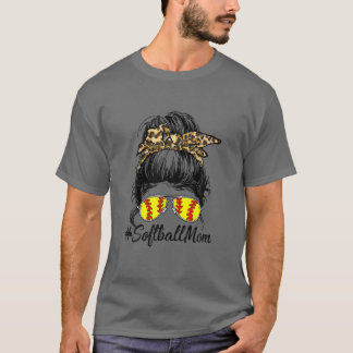 Camiseta "Softball Mãe Life" Com Leopardo E Bebida Arrebata