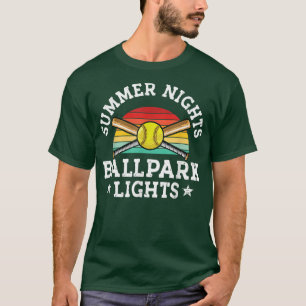 Camiseta Softball Mãe Noites de Verão Luzes de Ballpark Ret
