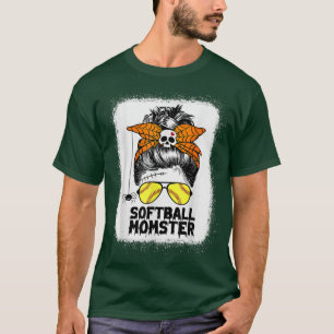 Camiseta Softball Mãe Vida Maldita Brun Halloween Mulheres 