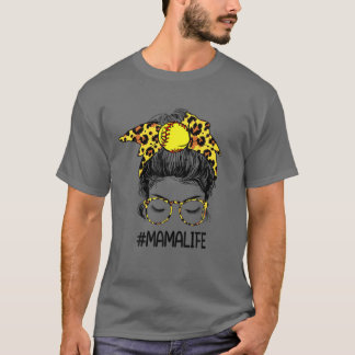 Camiseta Softball Mama Life Leopard Messy Dia de as mães