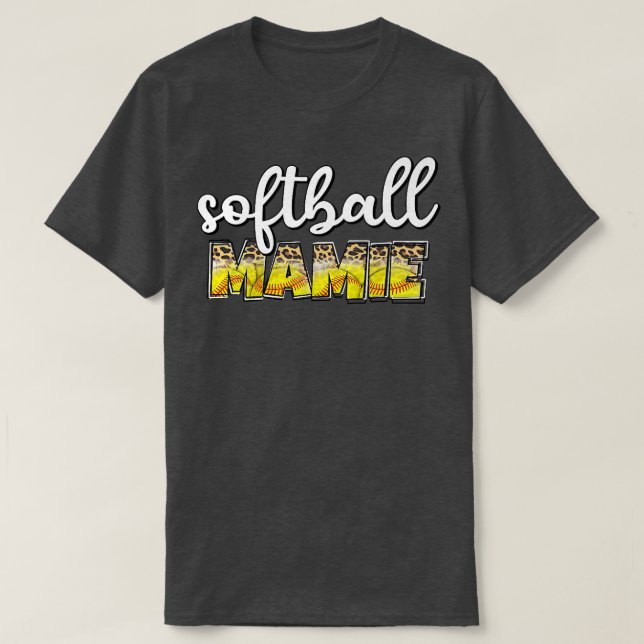 Camiseta Softball Mamie Cheetah Patterna Avó ou Mãe  (Frente do Design)