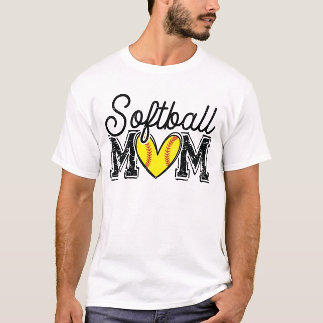 Camiseta Softball Mom Distressed (Frente)