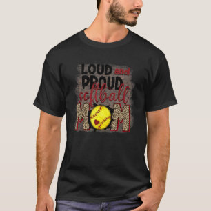 Camiseta Softball Mom Funny Softball Lovers Leopard Graphic