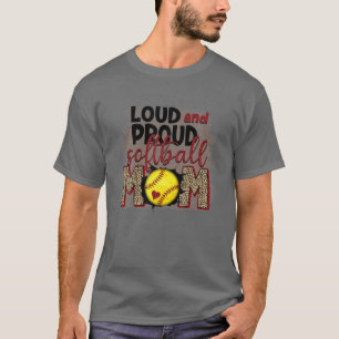 Camiseta Softball Mom Funny Softball Lovers Leopard Graphic