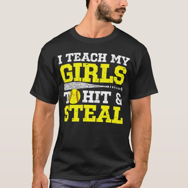 Camiseta Softball Mom Softball Dad Ieach My Girls to Hit an (Frente)
