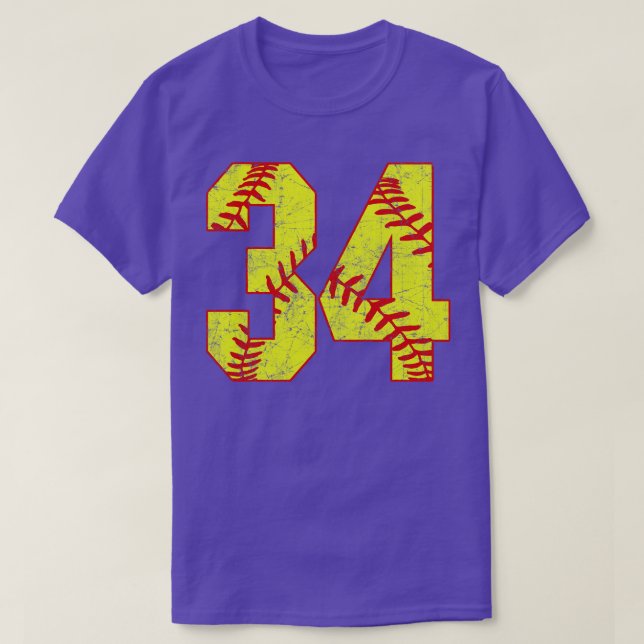 Camiseta Softball Número 34 34 Softball Jersey U (Frente do Design)