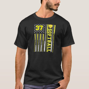 Camiseta Softball Número 37 Trinta Sete Eua Flag Yellow Ba
