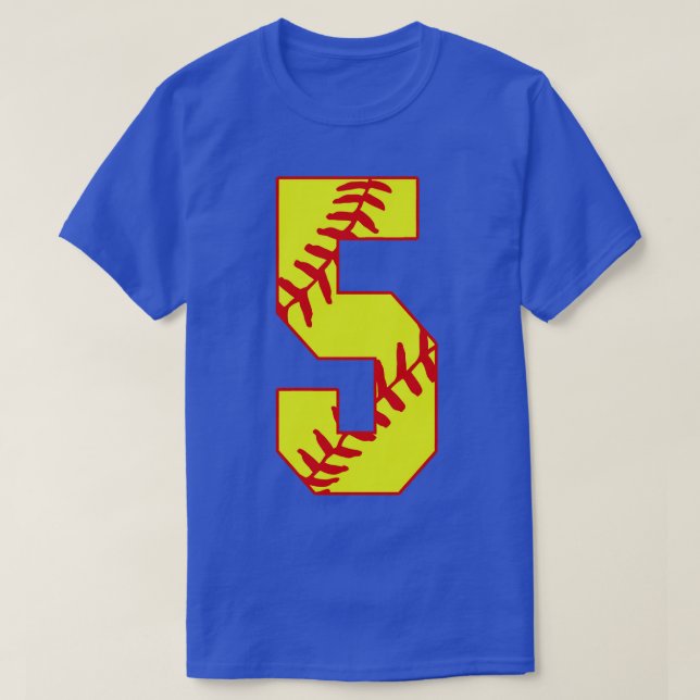Camiseta Softball Número 5 5 Softball Jersey Uni (Frente do Design)
