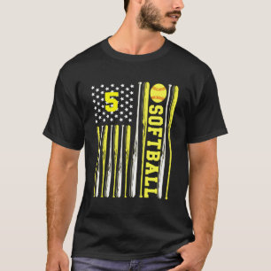 Camiseta Softball Número 5 - Bandeja Amarelo Sinalizador Do