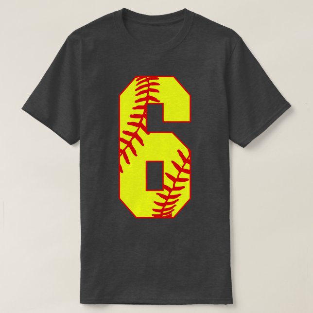 Camiseta Softball Número 6 6 Softball Jersey Uni (Frente do Design)