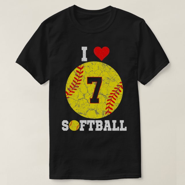 Camiseta Softball Número 7, Presente de Softball com Presen (Frente do Design)