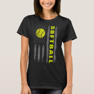 Camiseta Softball Patriótico Dos Eua Para Mulheres Homens D