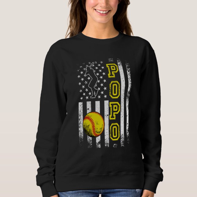 Camiseta Softball Popo American Flag Vintage Softball (Frente)