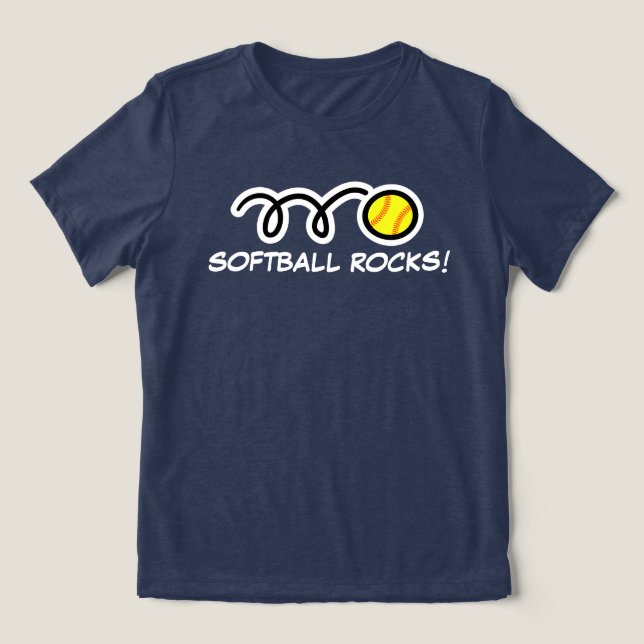 Camiseta Softball rocks para mulheres e meninas (Design frontal)