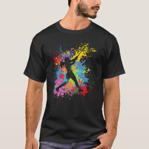 Camiseta Softball Salpico de Cor Diversão Jogadora de Softb