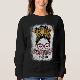 Camiseta Softball Sangrento Mãe Vida Leopardo Mensagem Bun