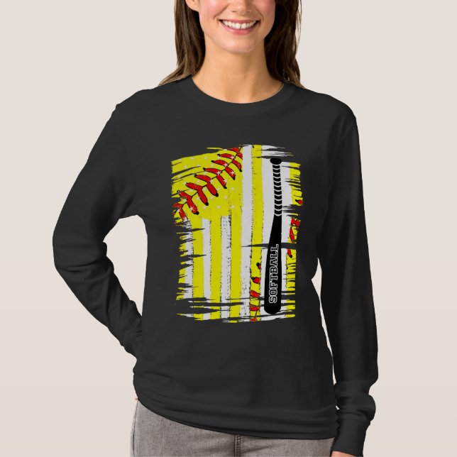 Camiseta Softball Softball Player US Flag Themed Sport Coac (Frente)