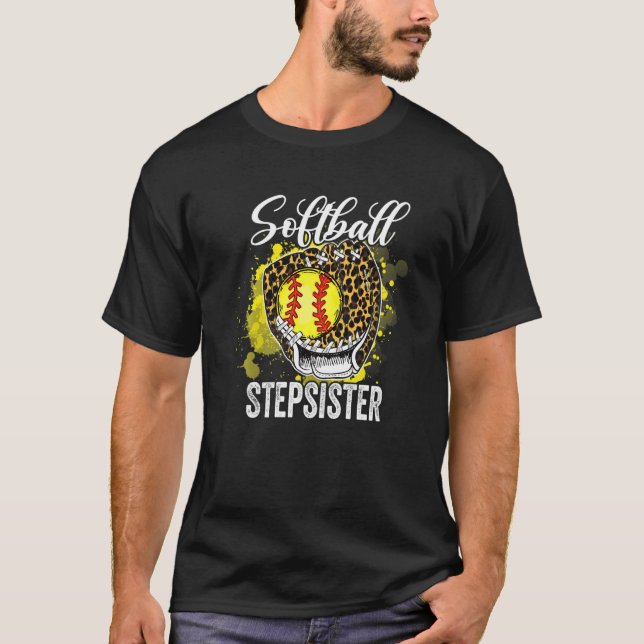 Camiseta Softball Stepsister Leopard Glove Game Day Mothers (Frente)