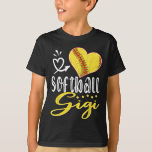 Camiseta Softbol Coração Softbol Gigi Família Combinando