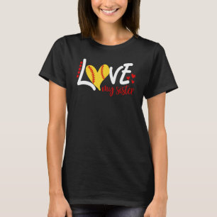 Camiseta Softbol Feminino Amo minha Irmã para Homens Crianç
