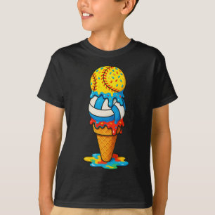 Camiseta Softbol Volei Sorvete Gotejamento Colorido Verão